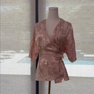 H&M Blush Floral Wrap Robe